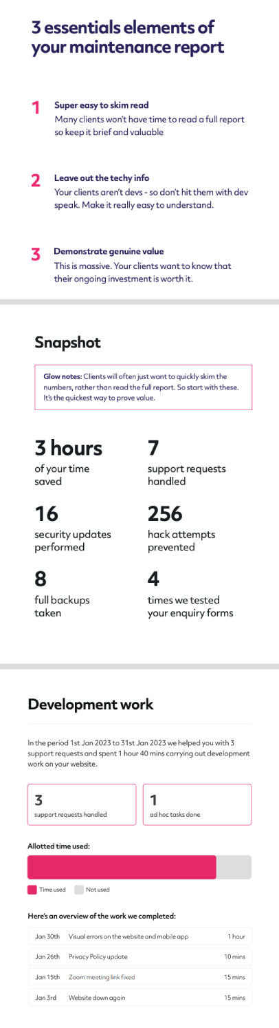 website maintenance report preview