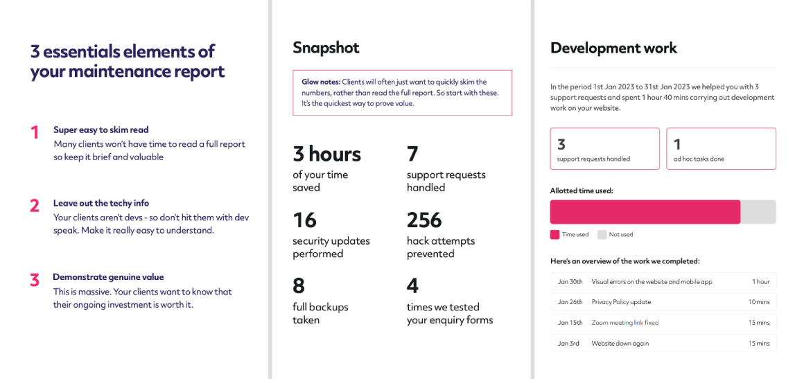 website maintenance report preview