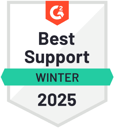 G2 Best Support badge, Winter 2025